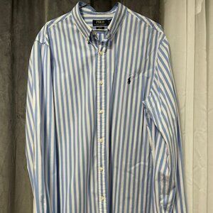 Ralph Lauren blue stripped cotton shirt, size 17 neck, Great condition.
